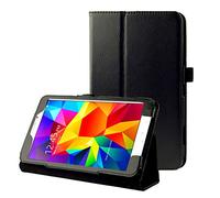 subtel Étui avec Stand intégré pour Tablette Samsung Galaxy Tab 4 8.0 (SM-T330 / SM-T331 / SM-T335) - Cuir synthétique, Couleur Noir Housse Pochette bookstyle Case avec Protection 360°