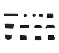 subtel Set de 13 Bouchons Anti-Poussière USB Caches Anti-Poussière pour Smartphones, Ordinateurs Portables | Convient aux ports USB-A, Casques à Écouteurs de 3.5 mm etc. Silicone, Noir