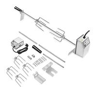 SUBTLETY 107cm BBQ Brochettes en Acier Inoxydable Set avec Moteur électrique 220V-240V, 4 Aiguilles Pince à Viande & Poignée Rôtissoires pour Barbecue à Gaz Tournebroche pour Camping Pique-Nique