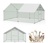 SUBTLETY 3x4x2m Poulailler en Métal Accessible avec Surface de Course de 12m², Porte, Loquet et Toit en Polyéthylène, Enclos Extérieur pour Poules, Petits Animaux et Plantes