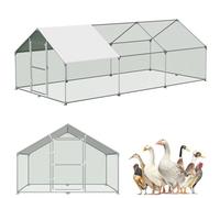 SUBTLETY 3x6x2m Poulailler en Métal Accessible avec Surface de Course de 18m², Porte, Loquet et Toit en Polyéthylène, Enclos Extérieur pour Poules, Petits Animaux et Plantes
