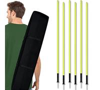 SUBTLETY Lot de 6 Piquets de Slalom 150cm Tiges d'agilité Haies avec Joint à Ressort & Pointes en Acier & Sac de Transport Barres de Saut Équipement Agilité d'obstacles pour Football d'entraînement