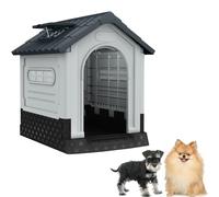 SUBTLETY Niche pour chien - 56,5 x 65 x 67 cm - En plastique PP - Avec toit étanche et ouverture d'aération - Fenêtre et sol surélevé - Niche pour animaux domestiques - Pour l'extérieur et l'intérieur