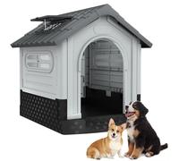 SUBTLETY Niche pour chien - 70,5 x 79,5 x 78 cm - En plastique PP - Avec toit étanche et ouverture d'aération - Fenêtre et sol surélevé - Niche pour animaux de compagnie - Pour l'extérieur et