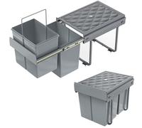 SUBTLETY Système de tri sélectif encastrable - 2 x 20 l - En PVC - Extensible - 48 x 34 x 42 cm - Avec couvercle - Poubelle sous évier - Tri efficace des déchets - Double poubelle pour cuisine