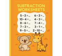 Subtraction Worksheets for Kids Ages 3-6: Fun Math Practice with Cute Animals | Easy Subtraction 1-10 for Preschool and Kindergarten