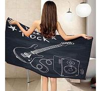 SUBURU Serviette de Plage Guitare Rock, Séchage Rapide Microfibre Serviette de Bain, Guitare Rock Serviettes de Plage 100 x 200 cm, Voyages, Camping, Vacances, Femme Homme Enfant Drap de Plage