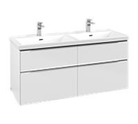Villeroy & Boch Meuble sous-vasque Subway 3.0 C568L0VE 4 tiroirs LED poignée alu blanc brillant