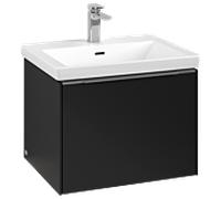 Subway 3.0 Villeroy et Boch vasque C577L0VL 57,2x42,9x47,8cm, avec LED / poignée aluminium brillant, noir volcan