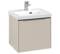 Villeroy et Boch Subway 3.0 Meuble sous plan, avec éclairage, 1 tiroir, 473x432x391,5mm, avec Éclairage, Gris Cachemire/Aluminium brillant