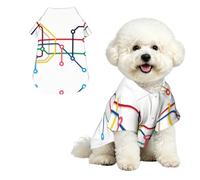 Subway Map Lines L Chemise hawaïenne pour petits chiens - Tenue d'été mignonne pour la plage - Vêtement doux et respirant avec boutons