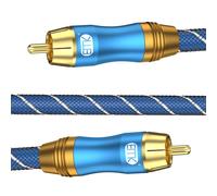 Subwoofer Cable RCA Cable Digital Stereo L/R Digital Gold Plated Nylon Braided Coaxial to Cinch DAC Audio Converter,Speaker,Soundbar,TV,Blue (3m)