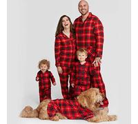 SUBX 2022 Noël Famille Matching Tenues Plaid Mère Fille Père Fils Pyjamas Ensembles Chien Maman Bébé Maman et Moi Vêtements de Noël-2180 Rouge, Enfants 4-5Y