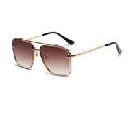 SUBX Nouvelles Lunettes de Soleil dégradées pour Hommes Fashion Metal Big Frame Lunettes de Soleil Brand Design Luxury-Gold Tea