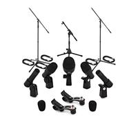 SUBZERO Lot complet de 5 microphones pour batterie avec pieds et câbles