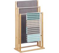 SUBZONAL-10020983 Porte-serviettes sur pied 3 bras salle de bain bambou support valet serviteur HxlxP: 84 x 48 x 26 cm, nature
