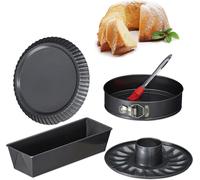 Subzonal-10027276, Anthracite Set De 5 Pièces, 4 Gâteaux, Moule Rectangle, À Charnières, Kouglof, À Tarte, Pinceau