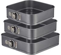 Subzonal-10027891 Gâteaux À Charnière Réglable Carré, Set 3,Antiadhésif, Moule À Manqué Démontable, 24, 26 & 28 Cm, Gris, Anthracite
