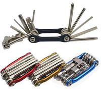 Subzonal-11-En-1 Outil De Réparation De Vélo Pliant Portable Multifonctions, Outil Réparation Vélo, Mini Outil De Réparation Vélo Léger Et Compact, Outil Réparation Vélo En Acier Inoxydable - Noir