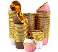 Subzonal-150 Pièces Mini Caissettes Cupcake Caissettes De Pâtisserie Résistant À L'huile Papier Muffin Cuisson Pour Fêtes D'anniversaire Décorations De Mariage(Or Café/Or Blanc/Or Rose)