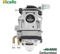 SUBZONAL-15mm Carburateur pour Débroussailleuse 52cc 43cc avec Membranes Joints et Pompe d'amorçage Kit Carbu pour Debroussailleuse Taille haie Tondeuse Cultivateur Souffleur Déligneuse