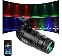 SUBZONAL-15W Projecteur Boule a Facette, RGBW 4 en 1 LED Pinspot Projecteur avec Télécommande et 3 Modes d'Éclairage, LED Pin Spot Ultra-Lumineux pour Fêtes, Clubs, Bars et Mariages
