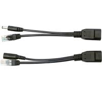 SUBZONAL-1Pair Passive Power Over Ethernet RJ45 PoE Adapter Injector + Splitter Cable Kit with 2.1x 5.5mm DC Power Adaptor Connector