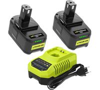 SUBZONAL-2 X18V 5.0ah Remplacement pour Ryobi Batterie 18V avec 3A 9.6V -18V Chargeur pour BCL1418H pour Ryobi P108 P107 P105 P100 P101 RB18L40 RB18L50 Batterie indicateur LED (Noir Vert)