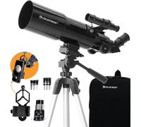 SUBZONAL-22030 Travel Scope Portable Refractor Telescope with 80mm Lens, Fully-Coated Glass Optics, Bonus Astronomy Software Package and Digiscoping Smartphone Adapter