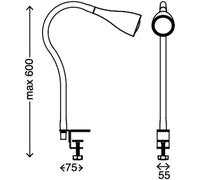Subzonal-2762-016p, Spot, Lampe De Bureau Pince Led, Liseuse, Flexible, Métal, Gu10, 3 W, Blanc, 1 Unité (Lot De 1)