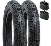 Subzonal-2pcs 12 Pouces Vélo Enfan Pneu 12 1/2x2 1/4 (12.5x2.25) Et 2pcs 12 Pouces Chambres À Air 12 1/2x2 1/4 Av32mm Valve Compatible 62-203 12 1/2x2 1/4 57-203 Pneu Et Chambres À Air