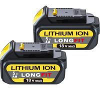 SUBZONAL-2Pcs 18 V 5Ah Remplacement de la Batterie pour DeWalt 18V Batterie DCB180 DCB181 DCB182 DCB184 DCB201 DCB200 Batterie pour DeWalt 18V