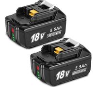 SUBZONAL-2Pcs 18V 5.5Ah Batterie de Rechange pour Makita 18V Batterie LI-ION BL1850 BL1860 BL1840 BL1845 BL1830 BL1850B BL1860B LXT-400 194204-5 194205-3 avec Indicateur LED