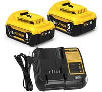 SUBZONAL-2pcs 5.0Ah DCB200 Remplacement pour Dewalt Batterie 18V + 3A DCB107 Chargeur pour Dewalt Chargeur 10.8V- 18V DCB200 DCB200-2 DCB204 DCB120 DCB127