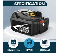 SUBZONAL-2pcs 5.5Ah 18V Remplacement pour Makita Batterie 18V BL1860B BL1850B BL1850 BL1860 BL1840B BL1840 BL1830B 194205-3 194309-1 194204-5 196399-0 avec Indicateur LED