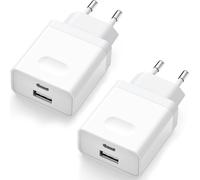 SUBZONAL-2Pcs Chargeur USB C, Prise Rapide 20W Replacement for iPhone 16 15 14 13 12 11 Pro Max SE XS XR 8 7 6S Plus Mini SE, Pad, Galaxy, Adaptateur Secteur Type C Double Bloc Mural Alimentation