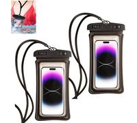 SUBZONAL-2pcs Pochette Etanche Smartphone,Waterproof Protege Telephone Eau,étuis Et Coques pour Téléphone Portable,Coque Étanche Universel Sac Protection Housse Telephone Etanche-Noir