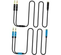 SUBZONAL-2pièces Câble y Splitter Audio pour Microphone Et Casque Adaptateur De Connexion Compatible avec Ordinateur Et Téléphone