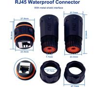 SUBZONAL-2x LSA Connecteur de câble réseau CAT. 6A RJ45 OUTDOOR IP68 étanche Raccord Ethernet Câble de pose Adaptateur LAN Raccord LSA Montage (sans outil) Bande passante 500 MHz noir