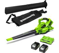 SUBZONAL-2x24V Aspirateur Souffleur Sans fil de Feuilles à Batterie Bandoulière, Moteur Sans Balais, 322km/h, 9m³/min, Sac Mulching 45L, 2 Batteries 24V 4Ah, Chargeur, Garantie 3 Ans GD24X2BVK4X