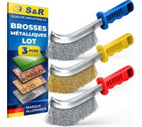 Subzonal-3 Brosses Métalliques Manuelles: 1 Brosse En Acier Inoxydable, 1 Brosse En Laiton, 1 Brosse En Acier. Jeu 3 Brosse De Qualité Industrielle