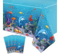 Subzonal-4 Paquets Nappes Animaux Océaniques Nappe De Table Sous La Mer Nappe De Table Ocean Sea Life Décoration De Fête D'anniversaire Pour L'été, La Plage Et La Piscine