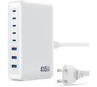 SUBZONAL-415W Chargeur USB C, 8 Ports Chargeur Rapide GaN IV Tech Multiprise USB avec 5 C & 3 A Sorties, Deux PD 100W PPS Multiple Station de Charge Compatible avec MacBook Pro/Air Laptop, iPhone, Ga