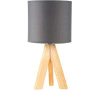 Subzonal-48104 48104woody Love Max 20w E14 Tripod Lampe À Trépied Scandinave Luminaire À Poser 230 V Tissu, Gris Foncé, Bois
