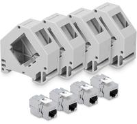 SUBZONAL-4X Module Keystone RJ45 Cat 6a - Modules de Brassage pour Branchement Câble RJ45 - Connecteur Blindé avec Support pour Rail DIN