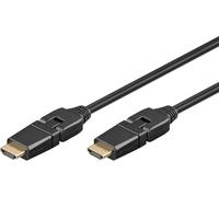 SUBZONAL-61283 Câble HDMI à 360° haute vitesse avec Ethernet/HDMI mâle 360° Type A/Connecteur HDMI rotatif/résolution d'écran jusqu'à 4K @ 60Hz (Ultra HD 2160p) / Connecteurs plaqués or / 1,5 m