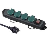 SUBZONAL-61285 30920 Bloc Multiprises Étanche Professionnel avec Enrouleur, 4 Prises 16A, Câble en Caoutchouc 1.8 M, H07RN-F 3G1,5 mm², IP44, Noir/Vert