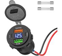 Subzonal-66w Prise Usb 12 Volts, 4 Ports Prise Usb De Chargeur De Voiture Double Pd Et Double Quick Charge 3.0 Avec Voltmètre Pour Voiture Chargement Rapide Pour Bateau, Camping-Car, Camion,Moto