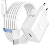 Subzonal-67w Chargeur Rapide Avec 8a Câble Usb C 1m Pour Oppo Super Vooc Charge,Usb C Chargeur Secteur Pour Oppo Find N3 Flip X5 Lite Reno 13 12fs Oneplus 13 13r Pad Open Nord Ce 4 3 Lite Realme 12 P