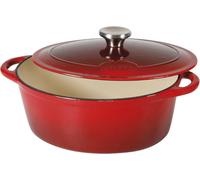 Subzonal-710841 Cocotte 9 L Fonte D'acier Émaillée Forme Ovale,Rouge/Crème, 36 X 28 X 14 Cm